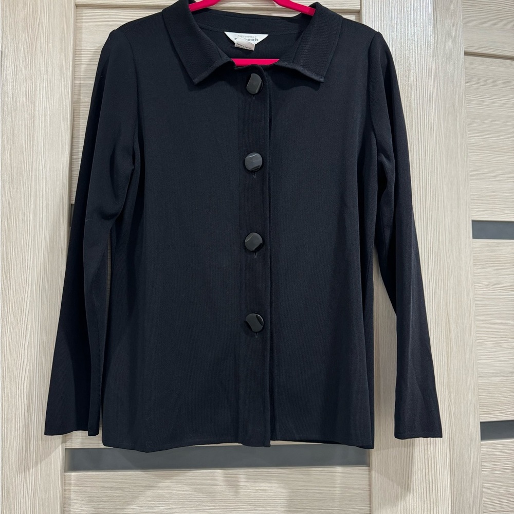 Misook  Black Button-Up Cardigan